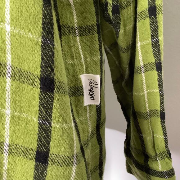 Roxy x Chloe Kim Green Black Plaid Button Down Shirt Shacket Medium - Picture 3 of 10